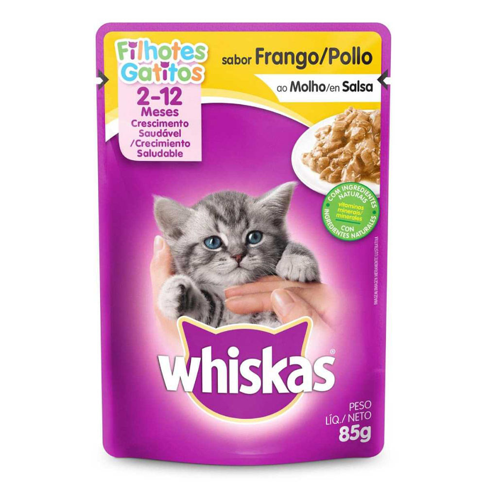 Whiskas Alimento Húmedo para Gatitos Sabor Pollo Pouch 85 gr