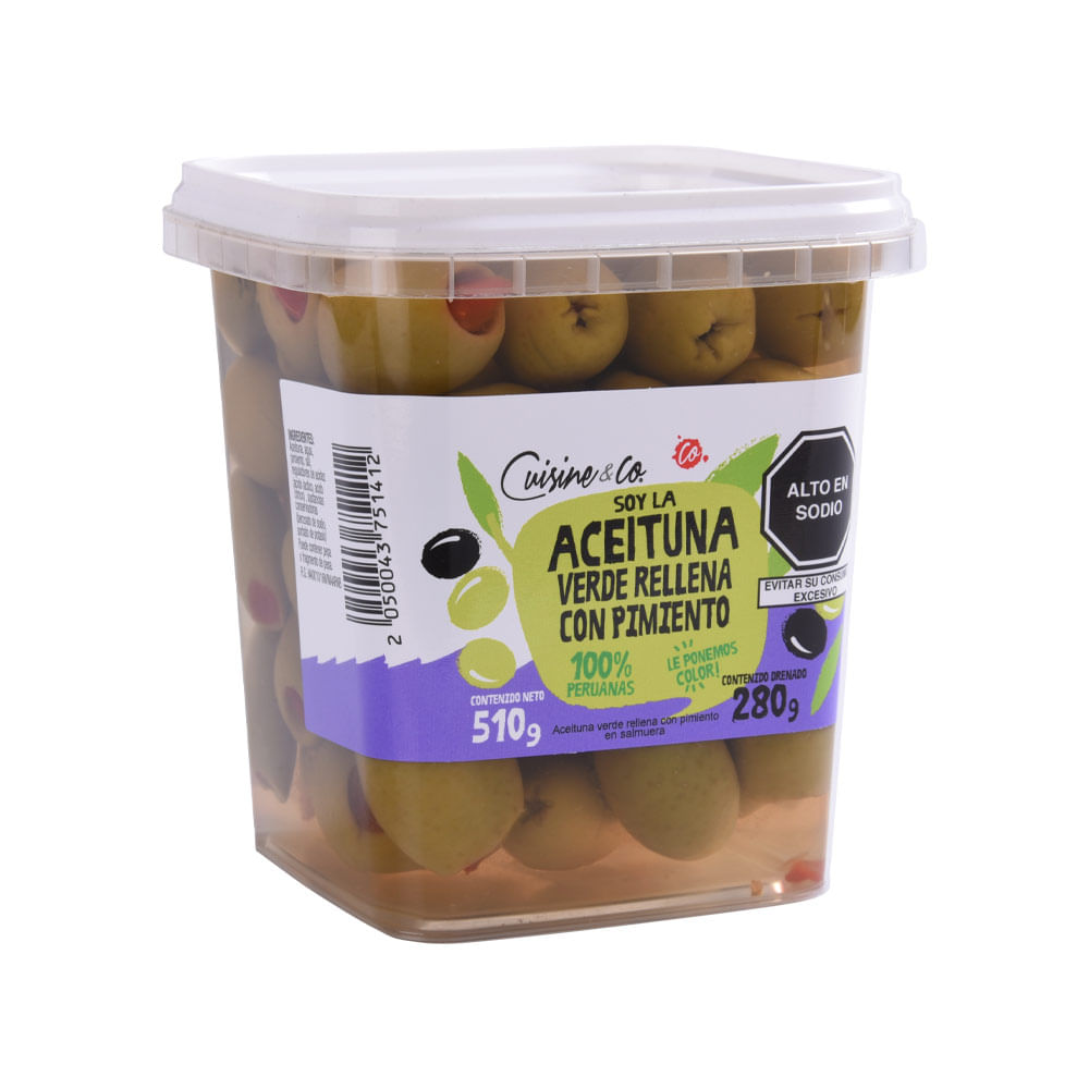 Aceituna Verde con Pimiento Cuisine & Co 280g