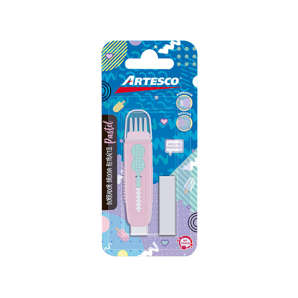 Artesco Borrador con Brocha Retráctil Pastel