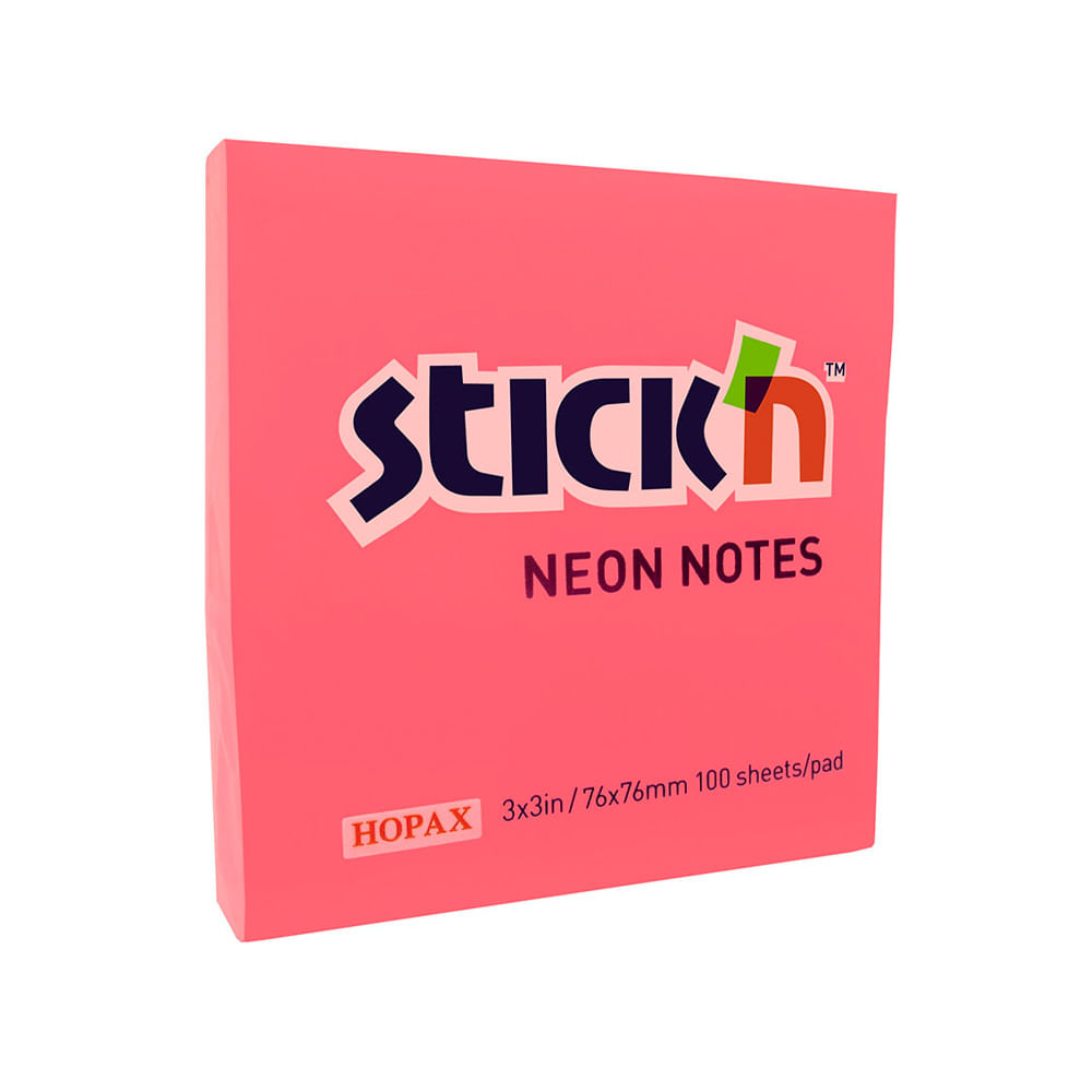 Stick'n Notas Adhesivas Neón Rosado Pack 100 unid