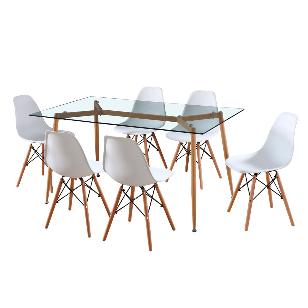 Juego de Comedor M+Design Dini 6 Sillas Blanco