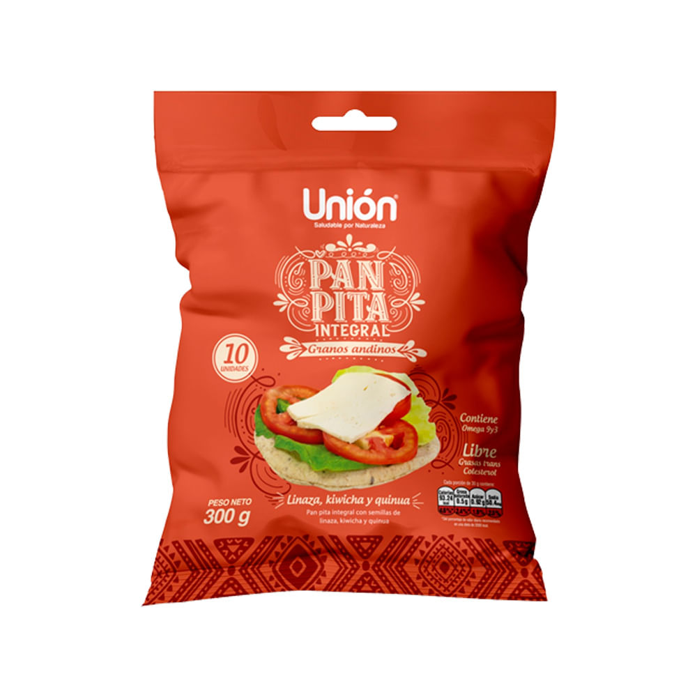 Pan Pita Integral Granos Andinos Unión Bolsa 10 unid
