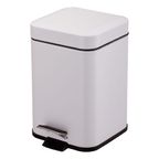 Basurero Metal Pedal 3 Lt Cuadrado Blanco Mate