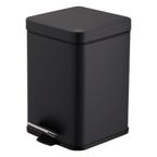 Basurero Metal Pedal 3 Lt Cuadrado Negro Mate