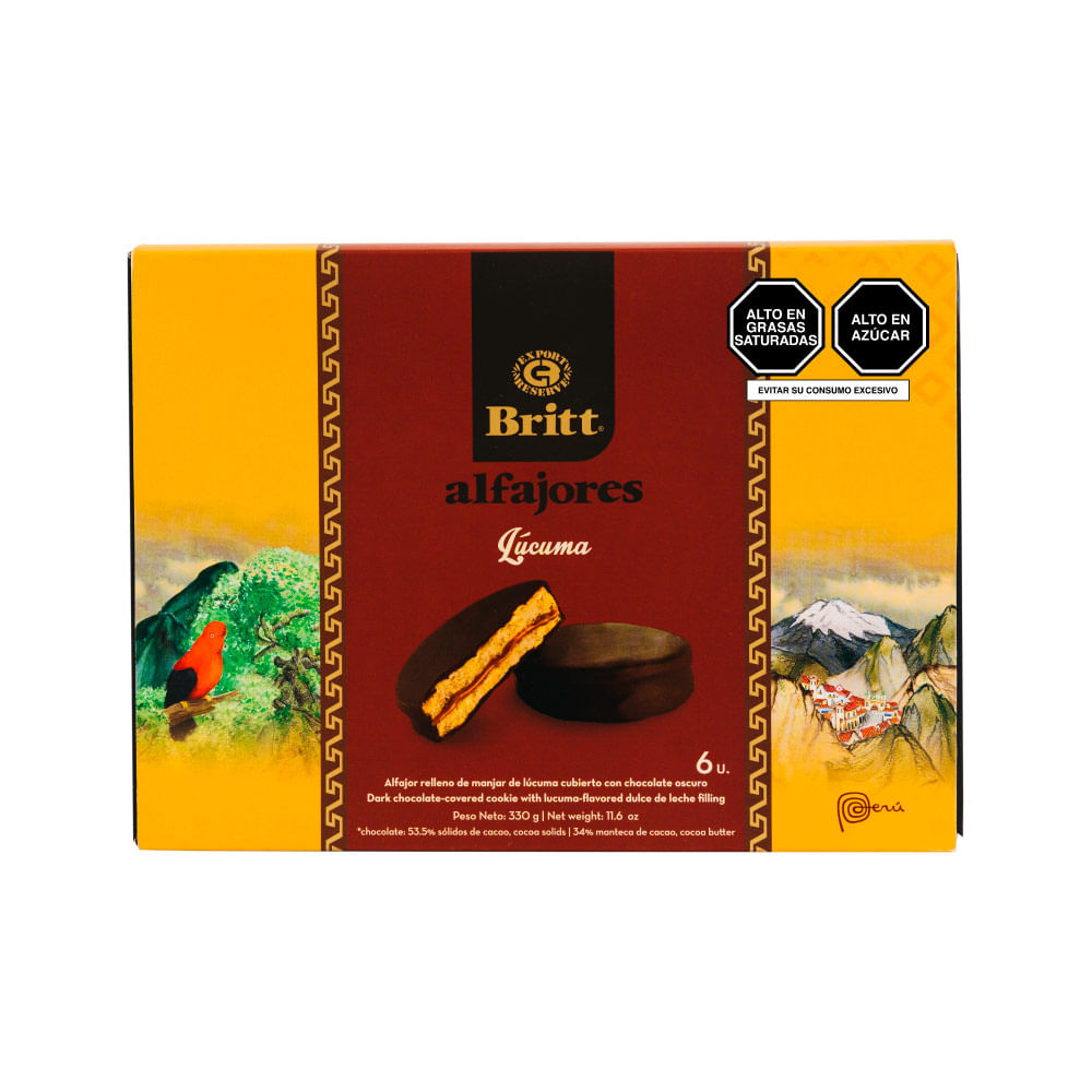 Alfajores con Manjar de Lúcuma Britt 6un.