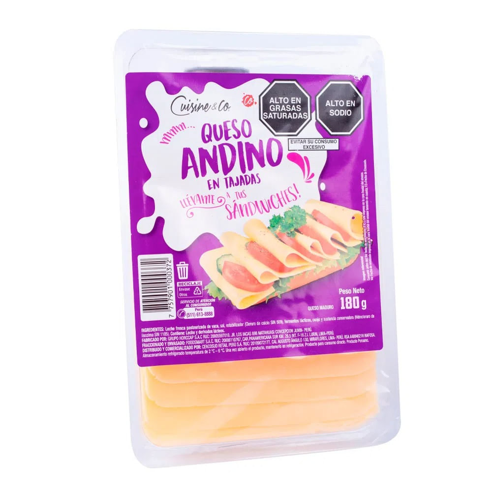Queso Andino en Tajadas Cuisine & Co 180g