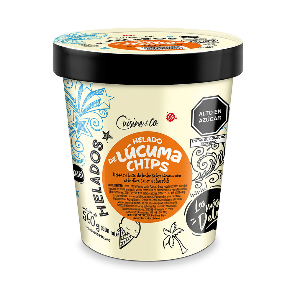 Helado Cuisine & Co Sabor Lúcuma Chips 900ml