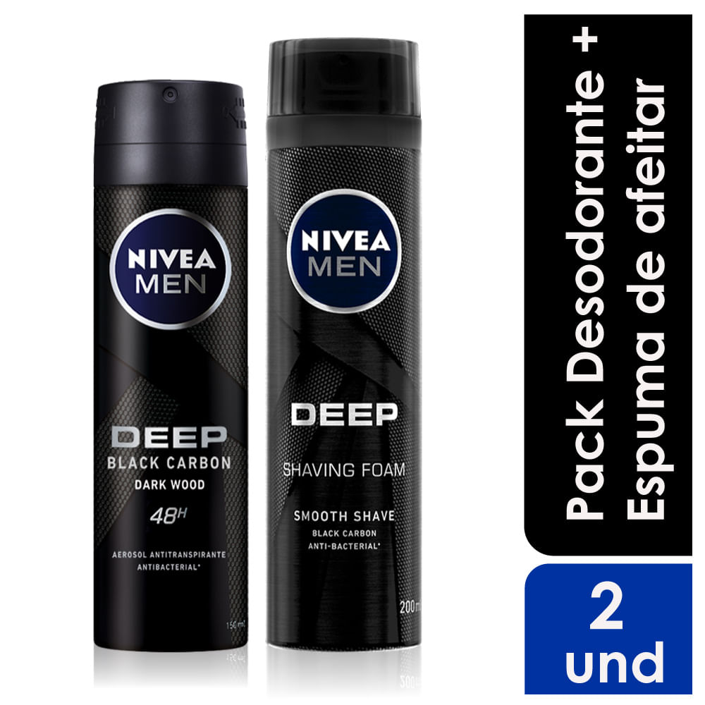 Pack Nivea Men Deep Black Carbon: Desodorante + Espuma de Afeitar
