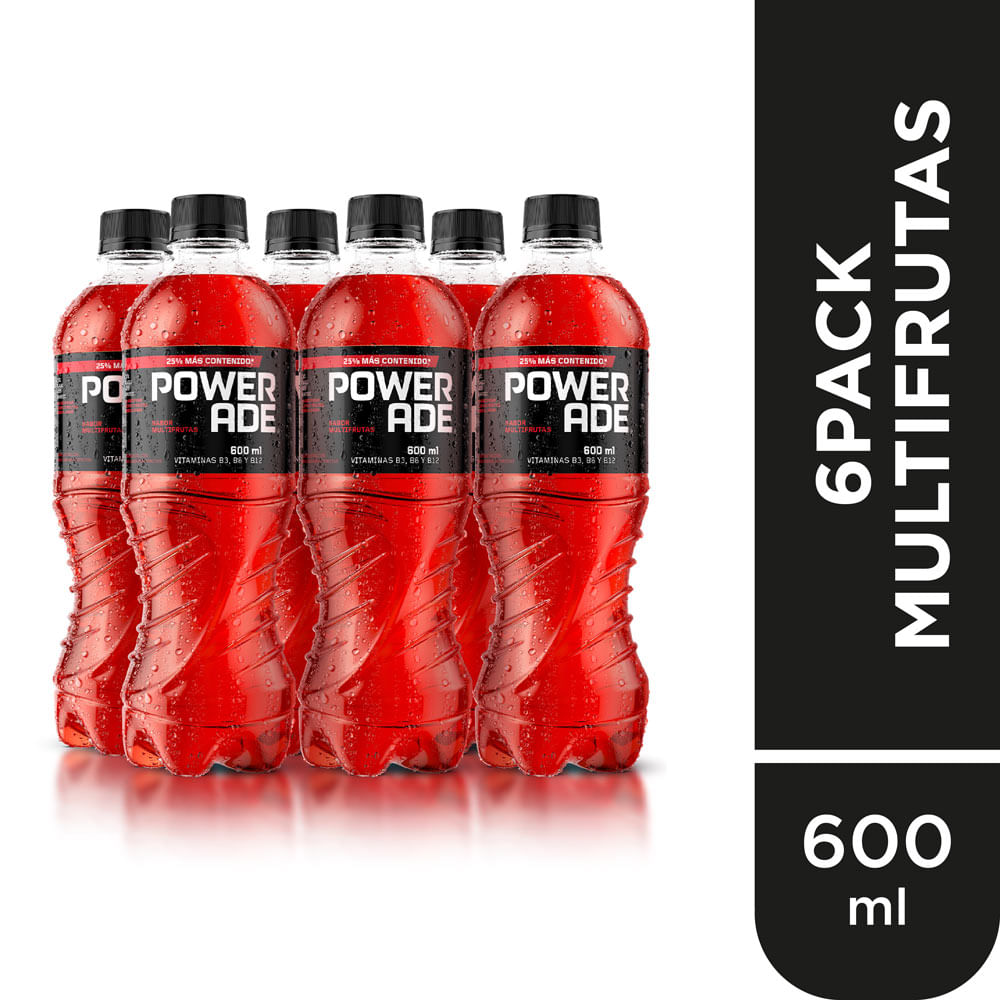 Sixpack Rehidratante Powerade Multifrutas Botella 600ml