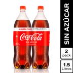 Twopack Gaseosa Coca Cola Sin Azúcar Botella 1.5L