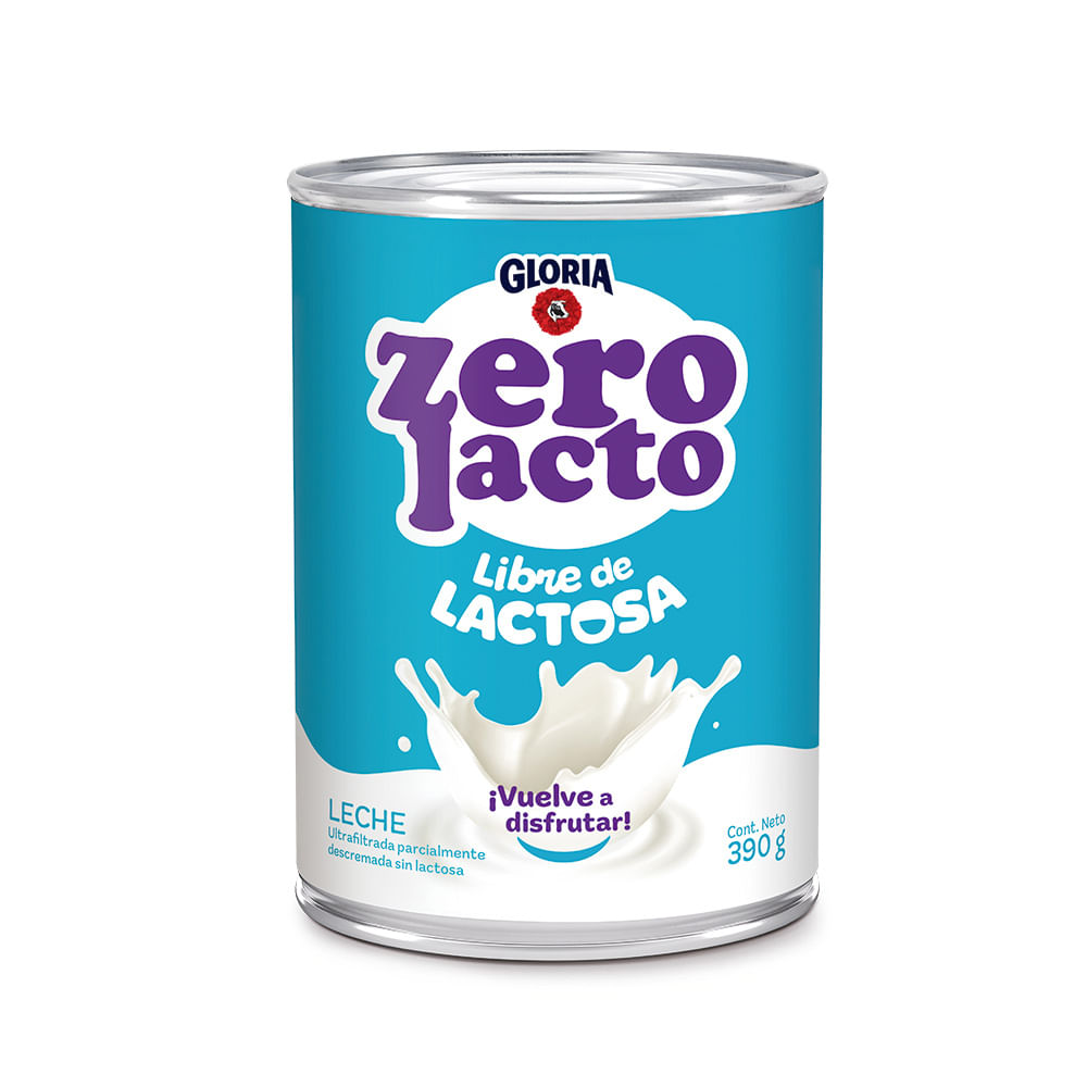 Leche Ultrafiltrada Sin Lactosa Gloria Zero Lacto Lata 390g