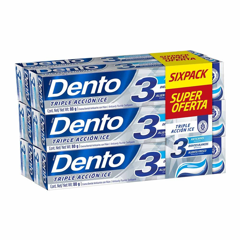 Sixpack Pasta Dental Dento Triple Acción Ice 80g