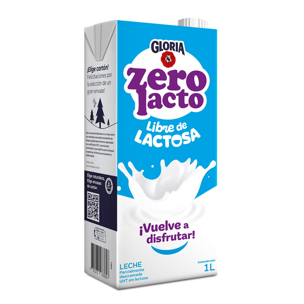 Leche UHT Sin Lactosa Gloria Zero Lacto Caja 1L