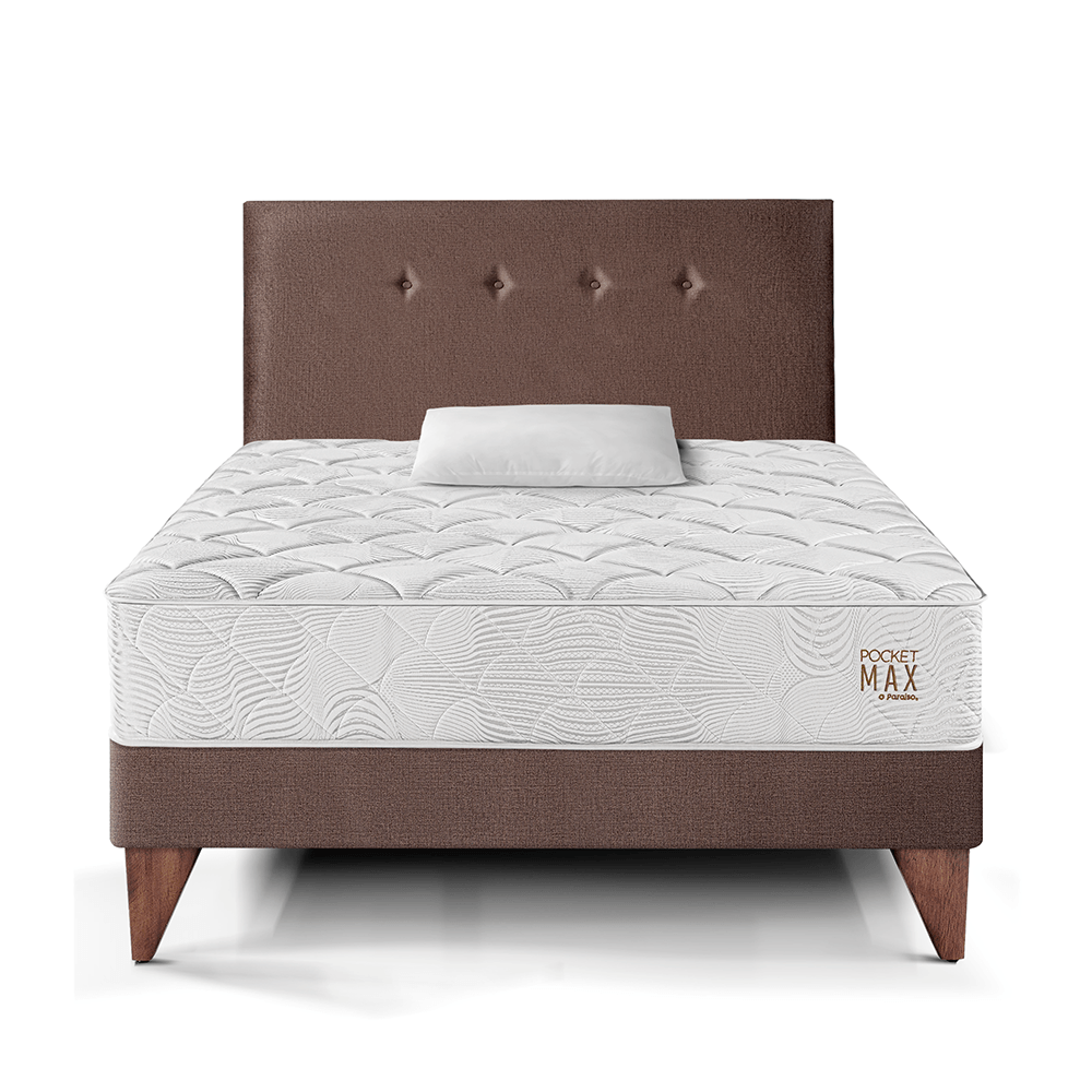 Dormitorio Europea Pocket Max 1.5 Plazas Chocolate+ 1 Almohada + Protector