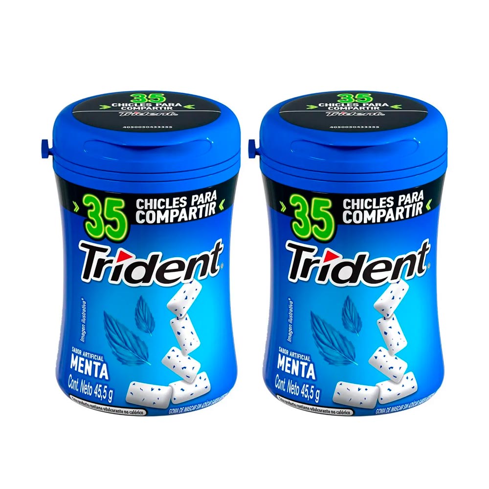 Pack x2 Chicles Sin Azúcar Trident Sabor Menta 45.5g