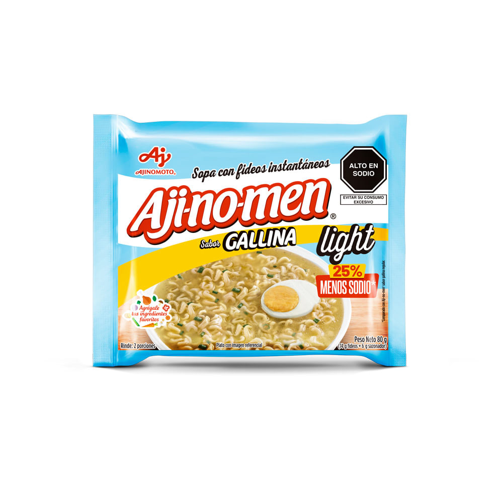 Sopa con Fideos Instantánea Ajinomen Sabor Gallina Light 80g