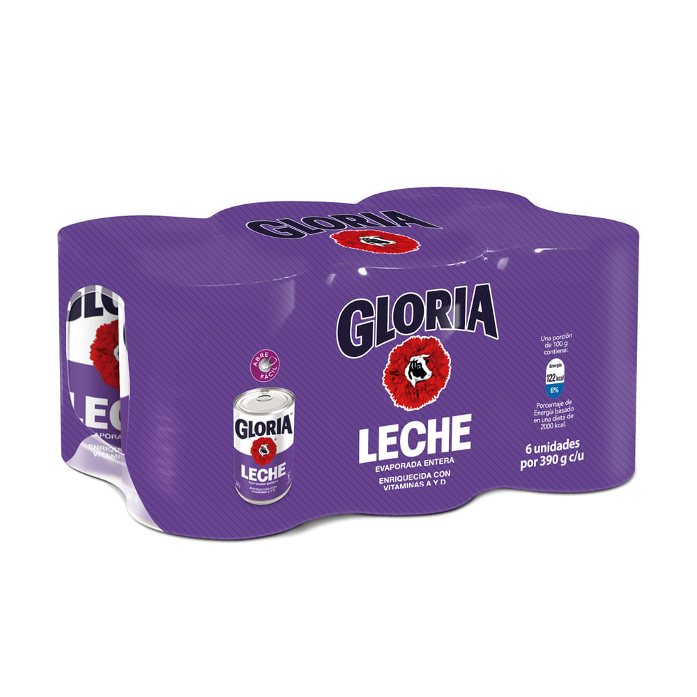 Pack x6 Leche Evaporada Gloria Entera