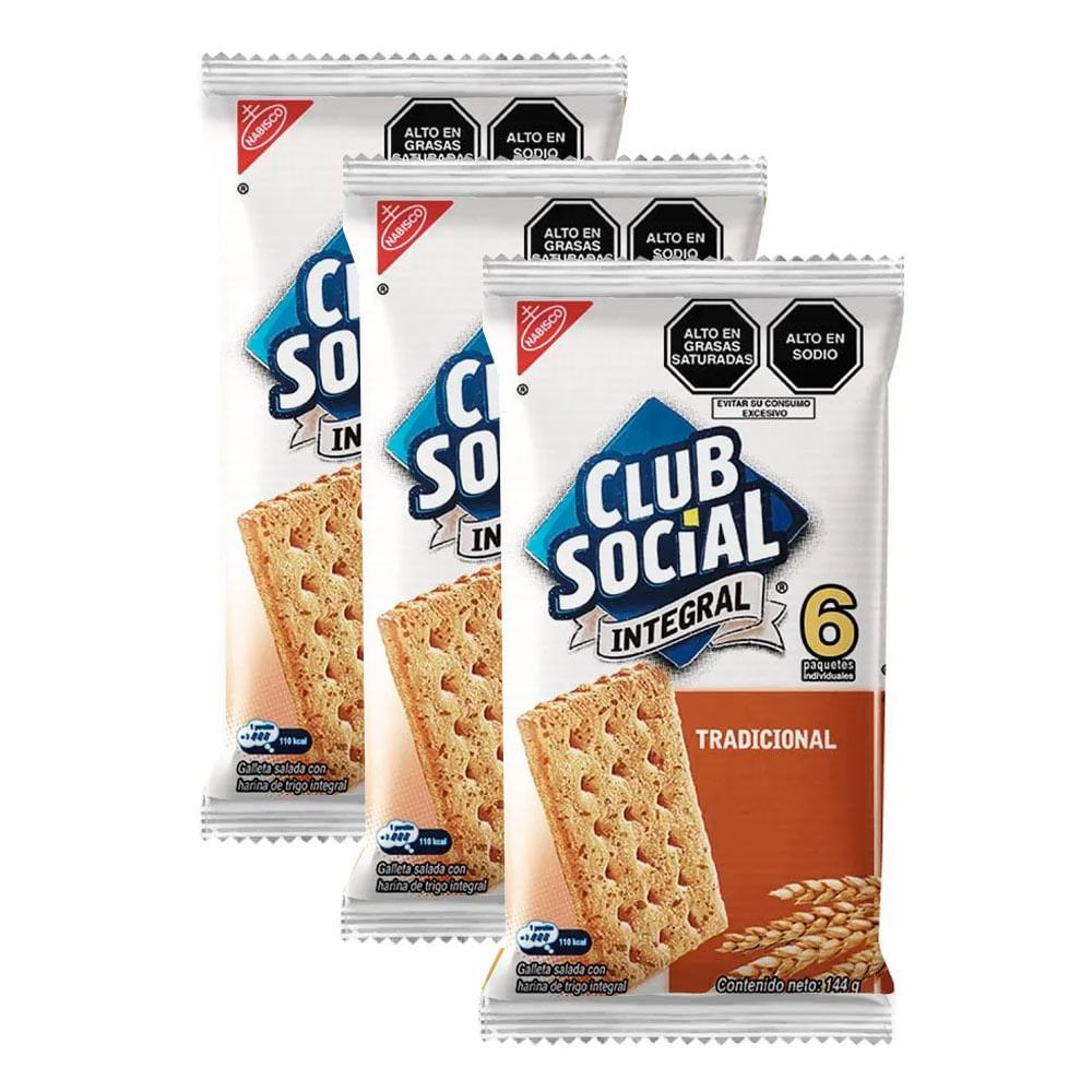 Tripack Sixpack Galletas Saladas Club Social Integral 24g