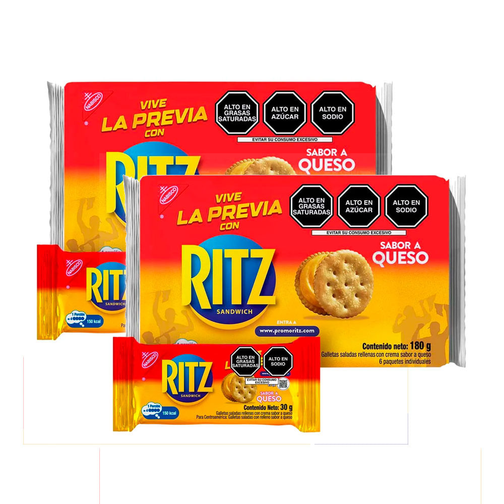 Twopack Sixpack Galletas Saladas Ritz Sandwich Sabor Queso 30g