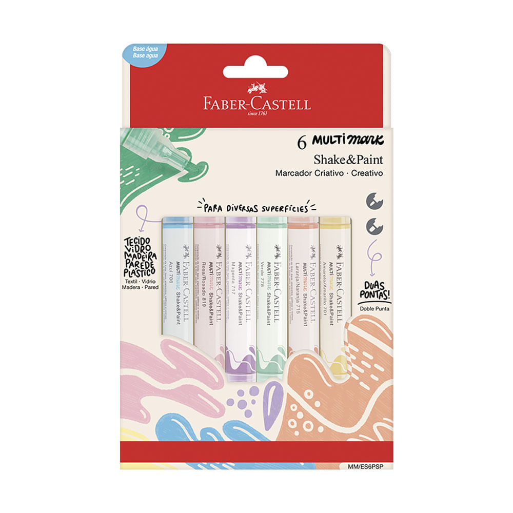 Marcador Faber Castell Shake & Paint Pastel x6