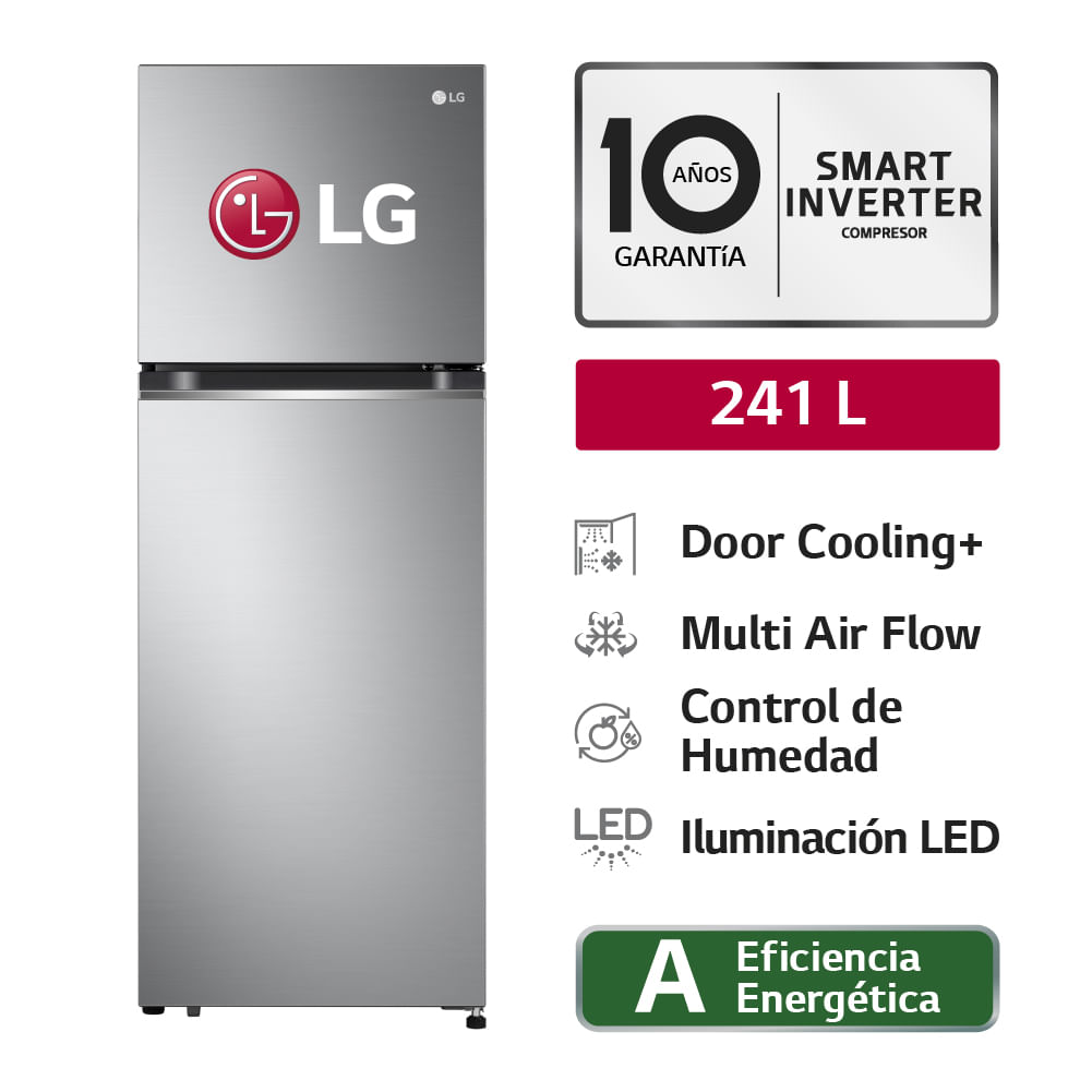 Refrigeradora Top Freezer LG GT24BPP 241L Door Cooling Plateada
