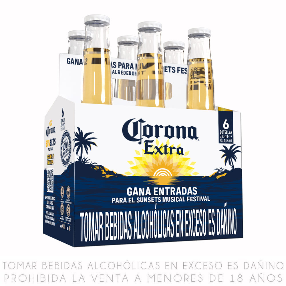 Sixpack Cerveza Corona Extra Botella 330ml