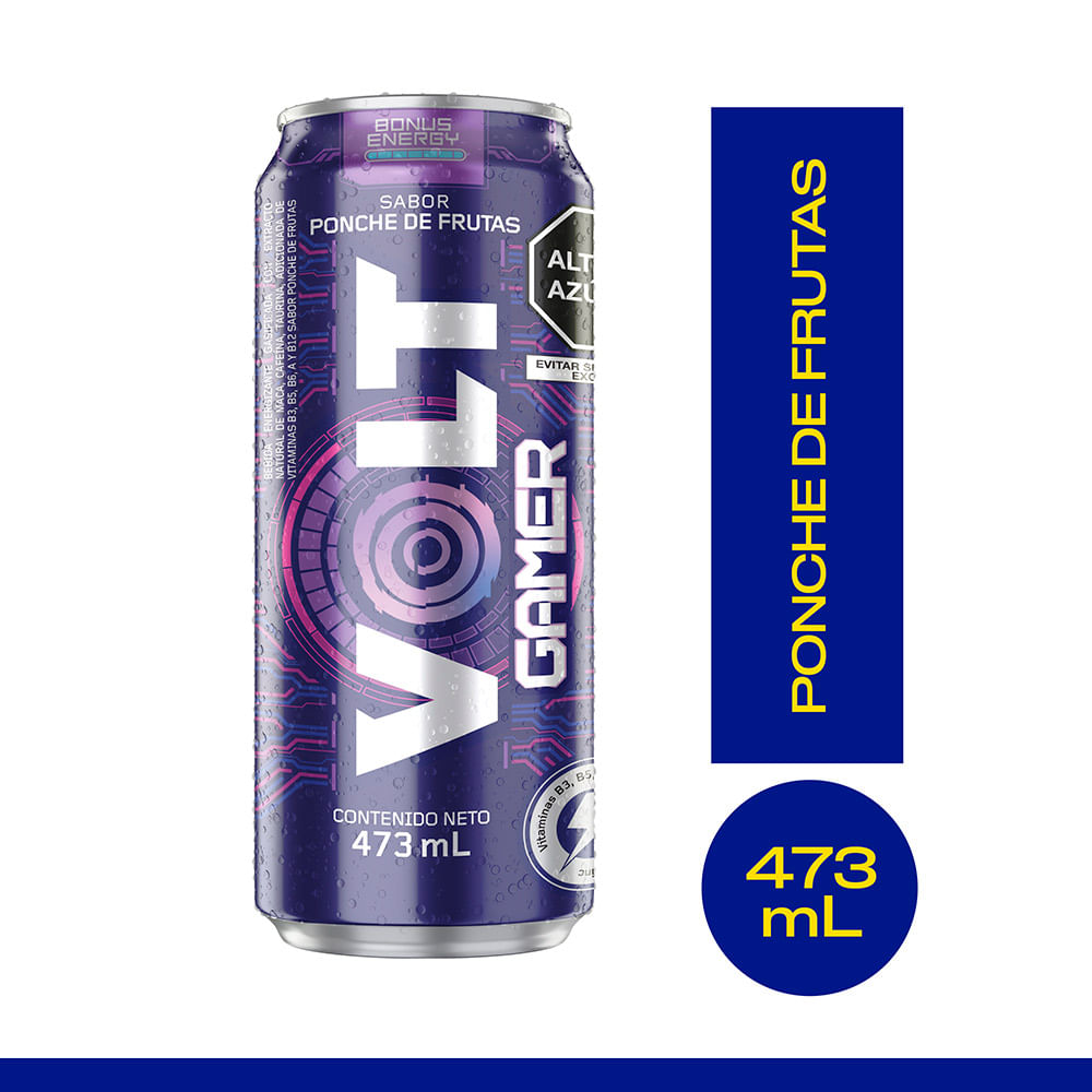 Bebida Energizante Volt Gamer Ponche de Frutas Lata 473ml