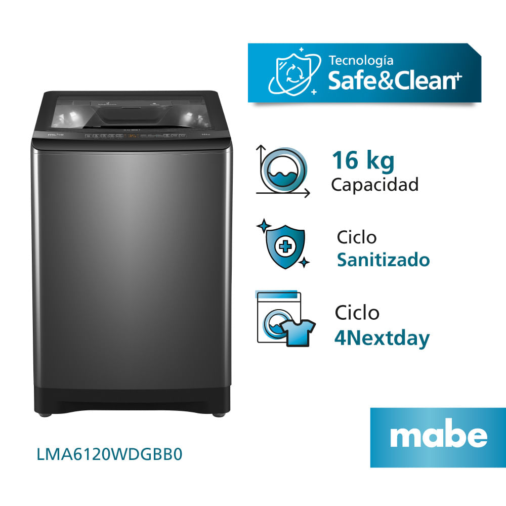 Lavadora Automática 16 Kg Mabe LMA6120WDGBB0