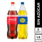 Pack Gaseosa: Coca Cola Sin Azúcar 1.5L + Inca Kola Sin Azúcar 1.5L