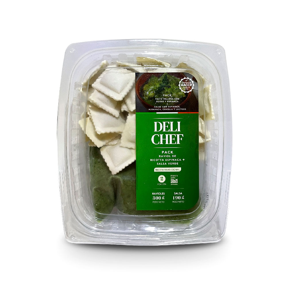 Pack Deli Chef: Ravioles Ricotta con Espinaca 300g + Salsa Verde 190g