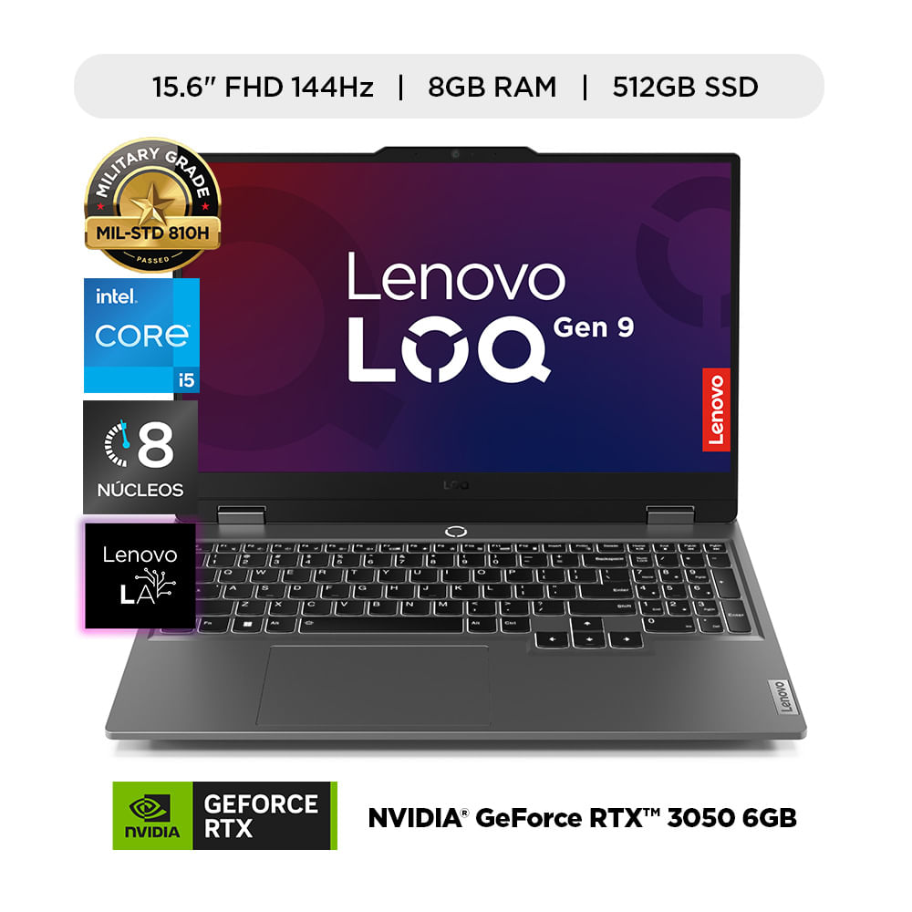 Laptop Lenovo LOQ Intel Core i5 12va Gen. 8GB RAM 512GB SSD 15.6""