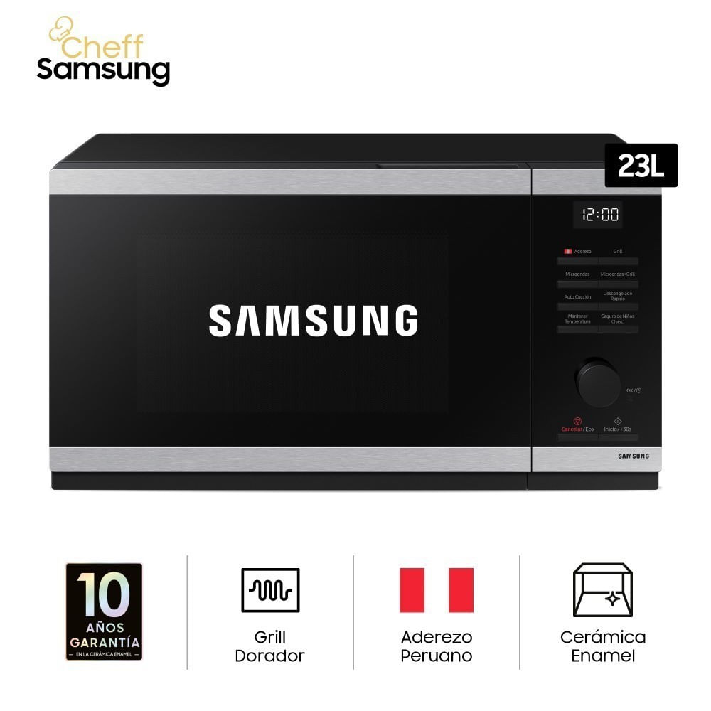 Microondas Samsung Mwo Grill 23L Inoxidable