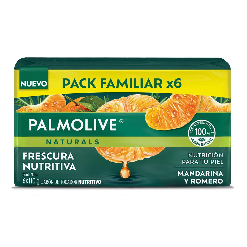 Sixpack Jabón en Barra Palmolive Mandarina y Romeron 110g