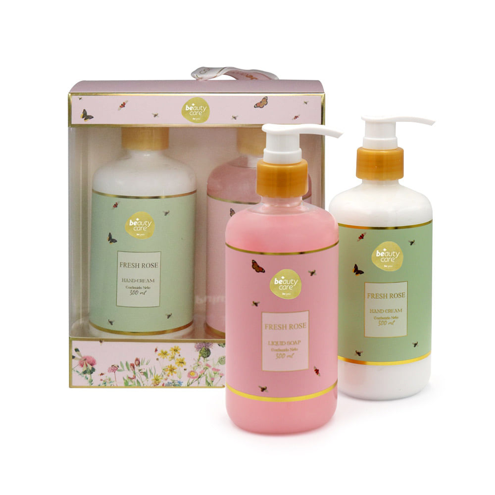 Set Beauty Care Fresh Rose 300ml: Jabón Líquido + Crema de Manos