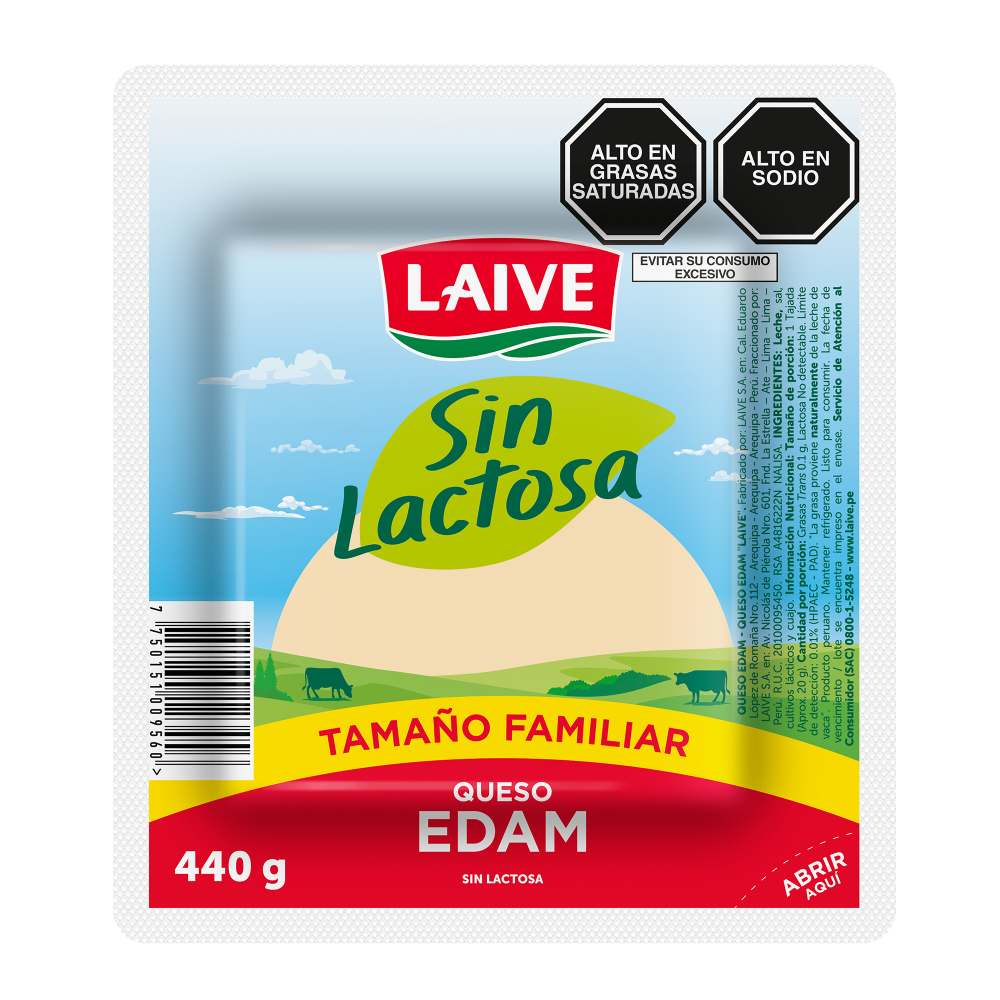 Queso Edam Sin Lactosa Laive 440g