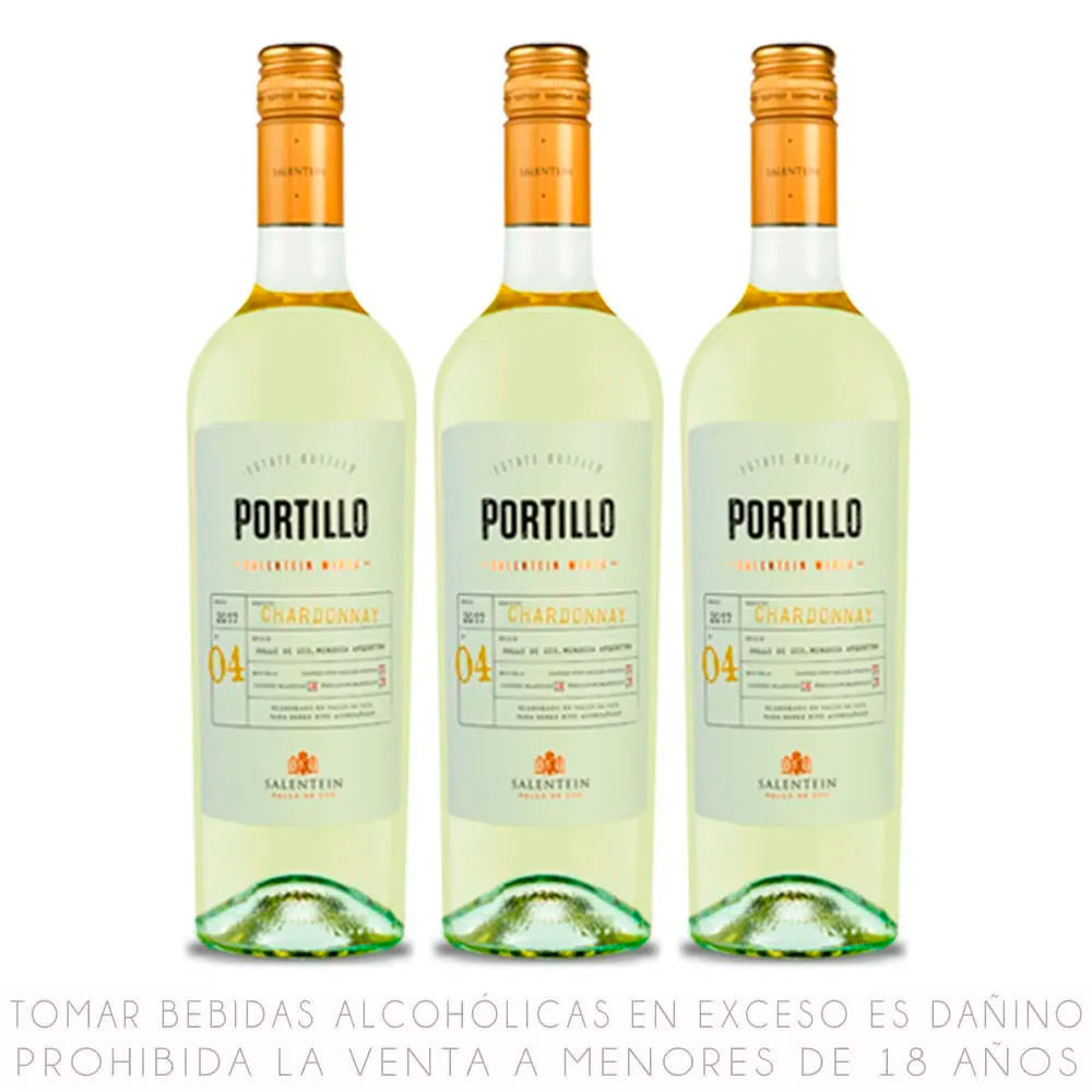 Tripack Vino Blanco Finca El Portillo Chardonnay 750ml