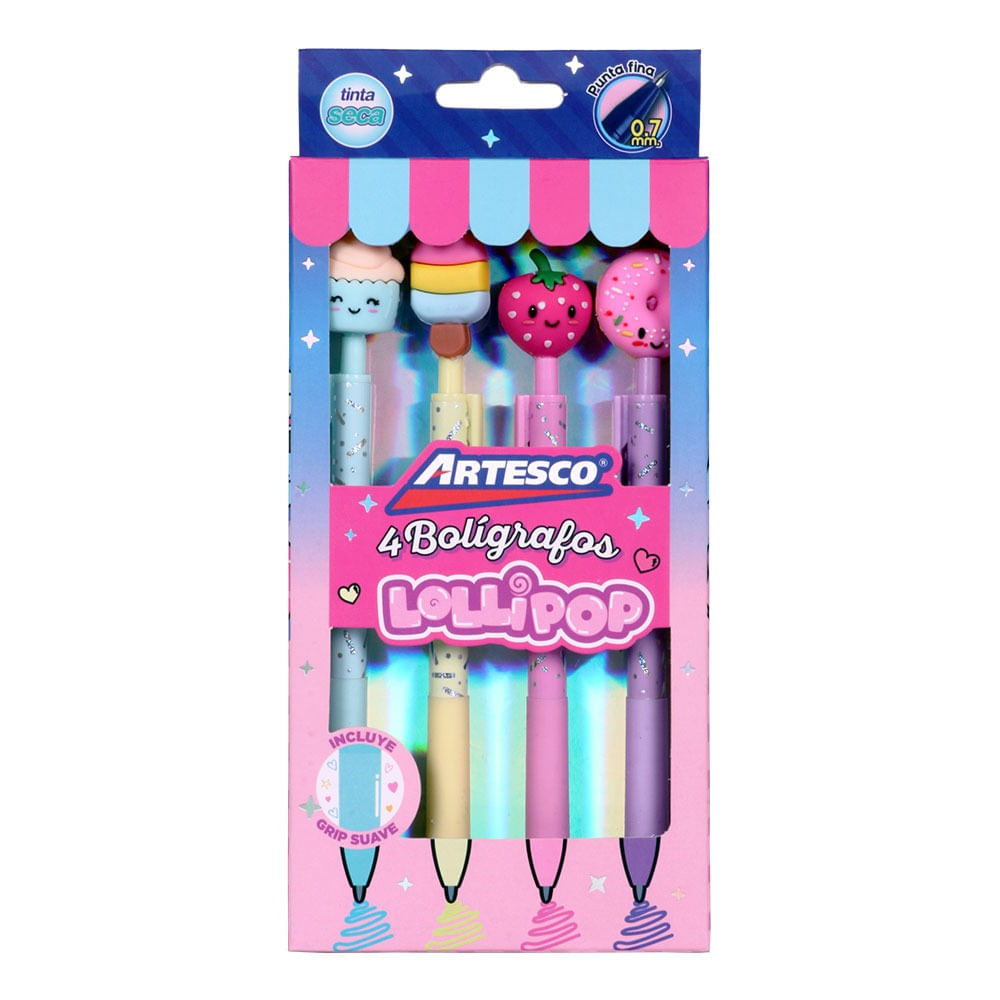 Set Boligrafos Artesco Lollipop 4un