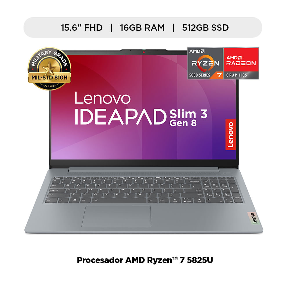 Notebook Ideapad Lenovo Slim 3 AMD Ryzen 7 16GB|512GB SSD 15.6"" FHD