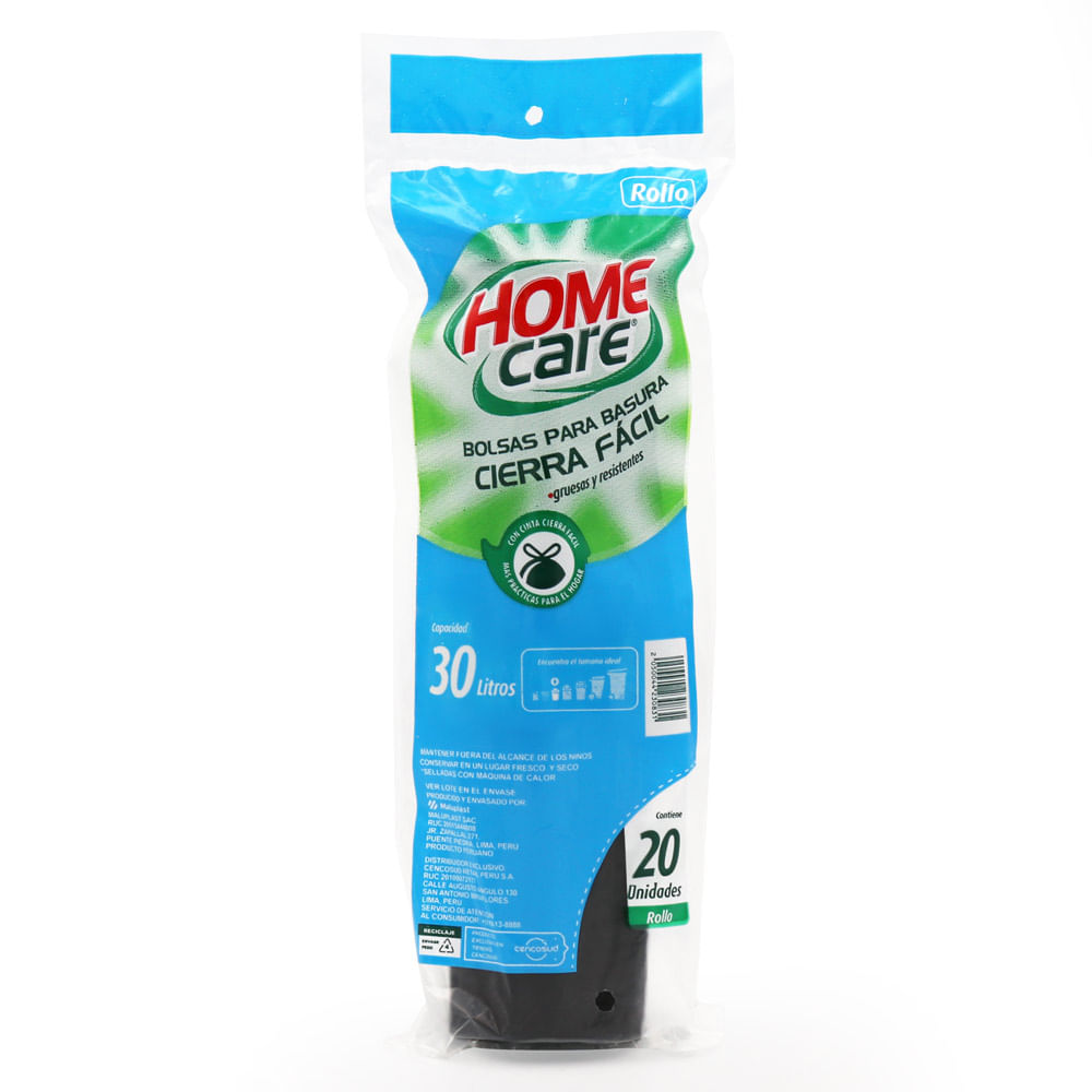 Bolsa de Basura 30L Home Care Rollo 20un