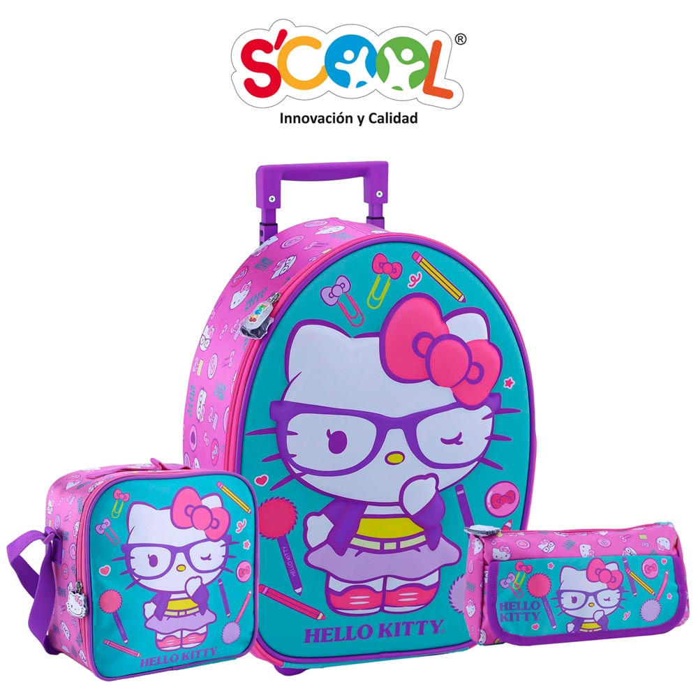 Set Maleta Grande Scool Ranger Eva 3D Hello Kitty