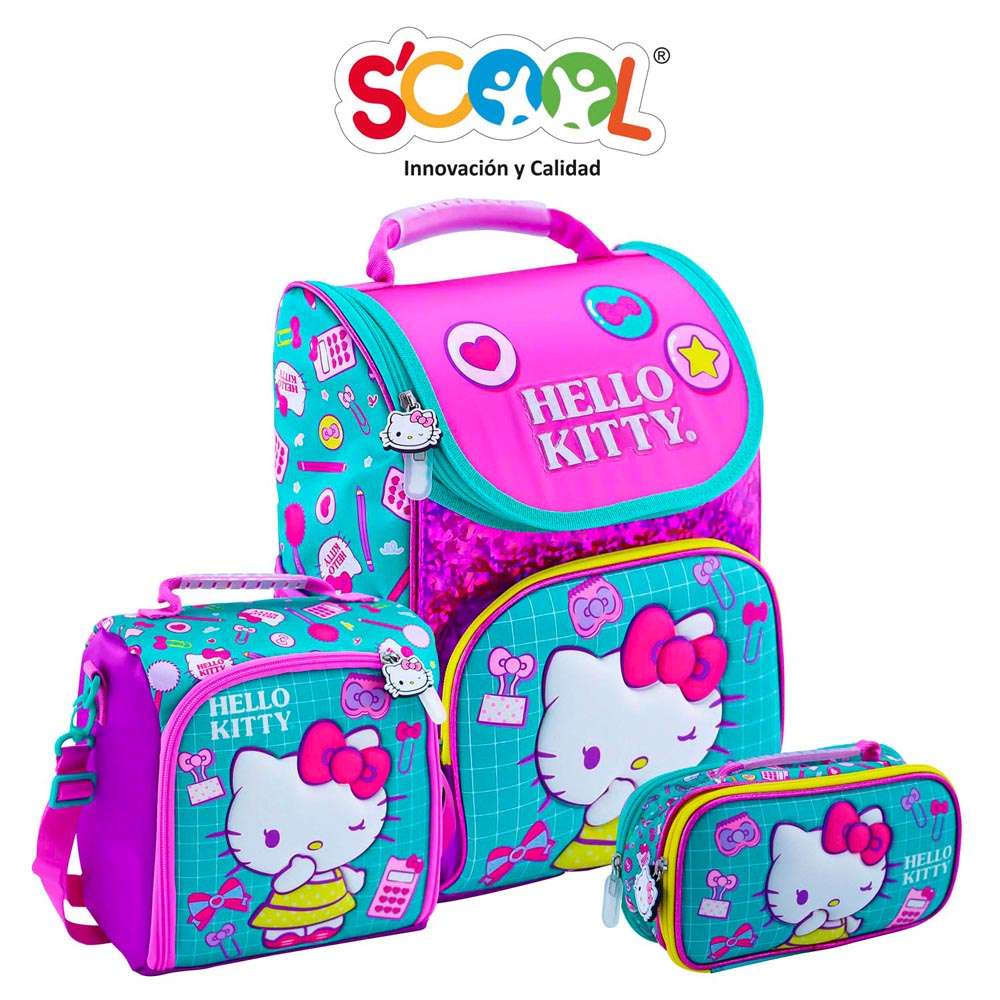 Set Mochila Scool Magic Pick 3D Pillow Hello Kitty