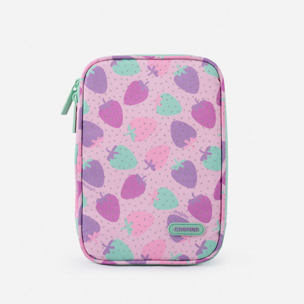 Cartuchera Crepier Grand Mediano Fresas Rosado