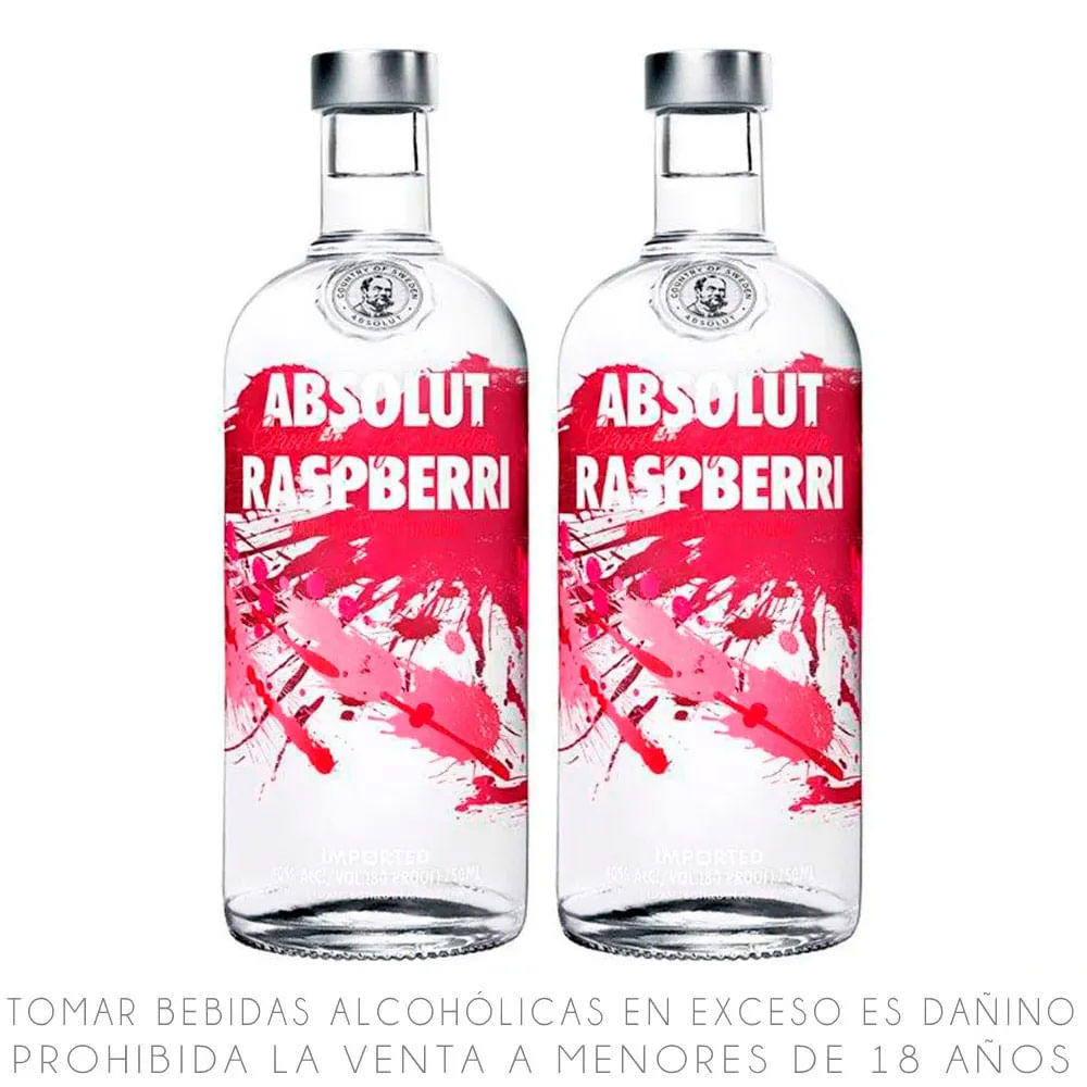 Twopack Vodka Absolut Raspberri Botella 700ml