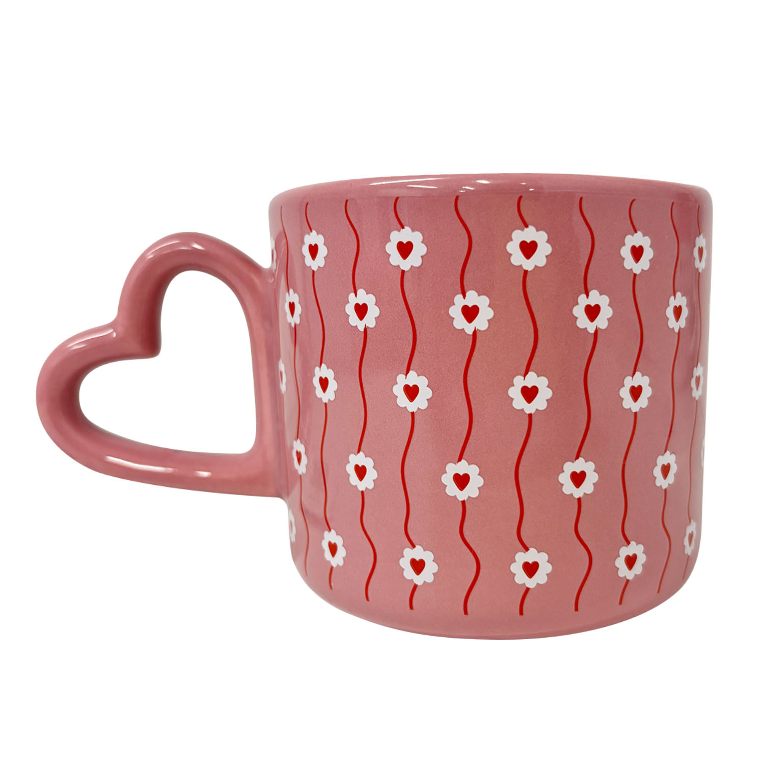 Mug Rosa con Flores 400ml