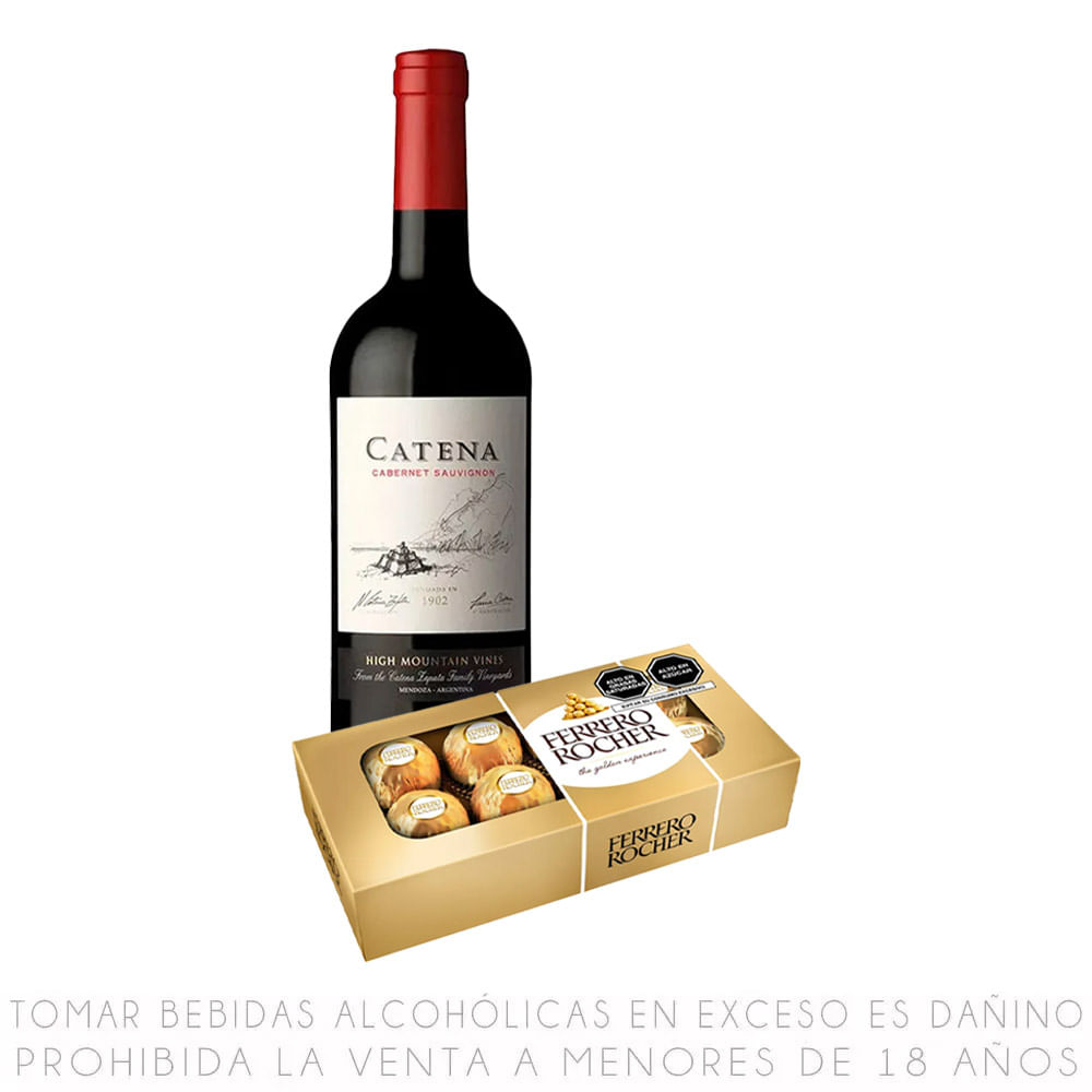 Vino Tinto Cabernet Sauvignon Catena 750ml + Bombones Ferrero Rocher 8un