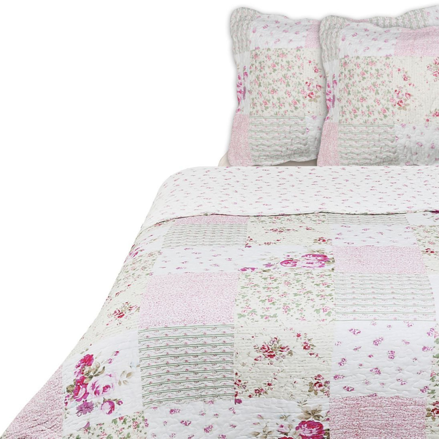 Quilt False Patch Sarah Miller 2 Plazas Rosado