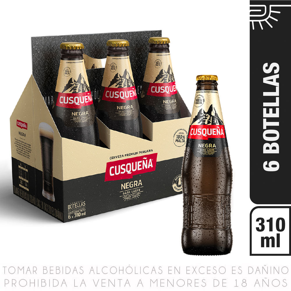 Sixpack Cerveza Cusqueña Negra Botella 310ml
