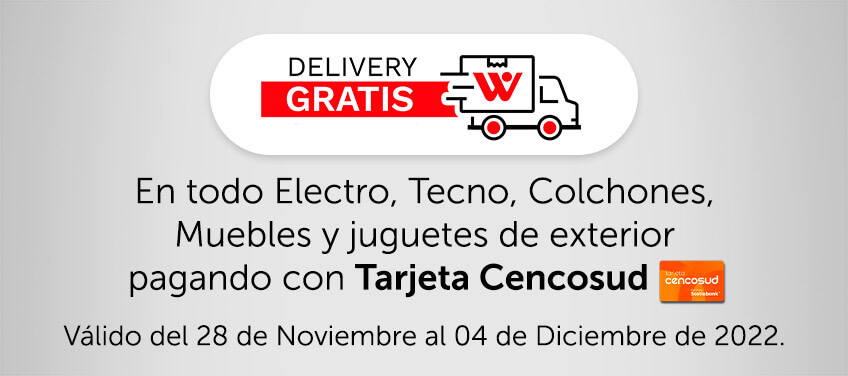 Delivery gratis en todo Electro, Tecno, Colchones, Muebles y juguetes de exterior pagando con Tarjeta Cencosud