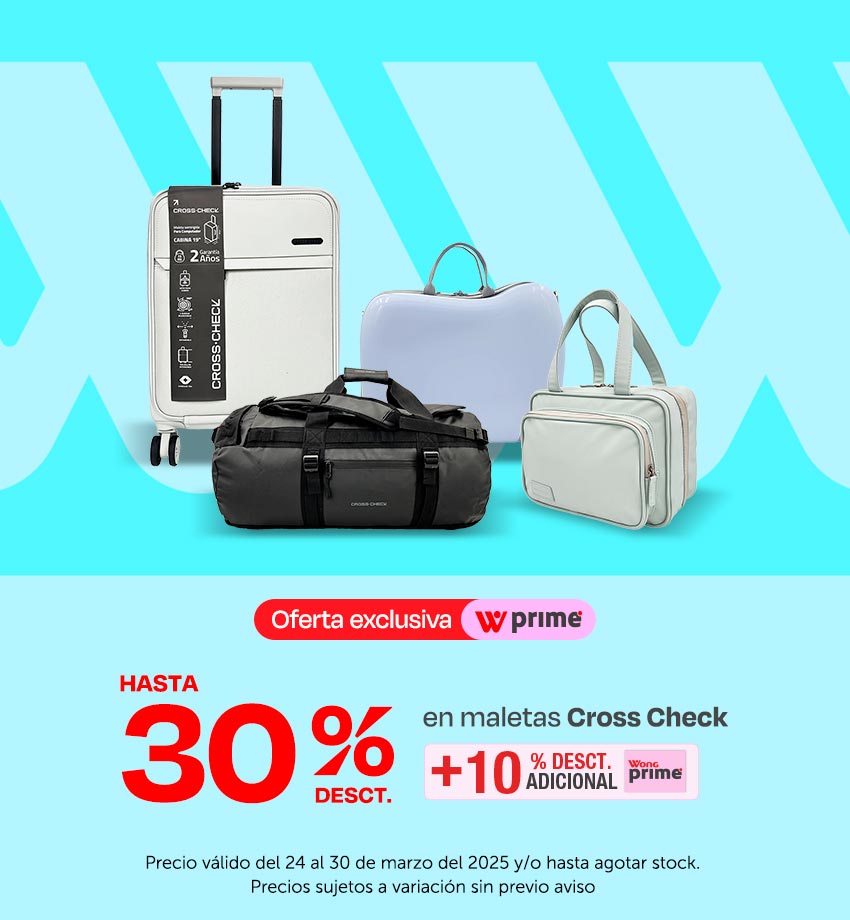 Hasta 30% de Desct. en Maletas + 10% de Desct. Adicional con Wong Prime