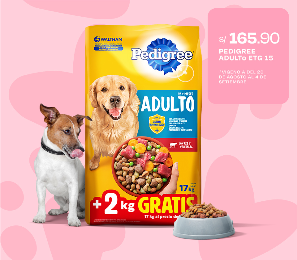 PEDIGREE ADULTo ETG 15 + 2KG  - S/165.90 Y TC S/159.9